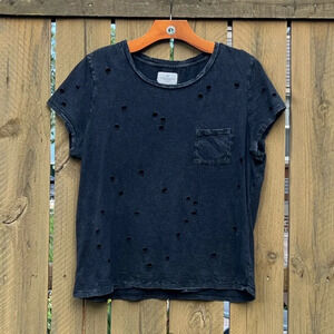 American Eagle Rare Distressed Pocket Tee Gray Cotton Size Medium